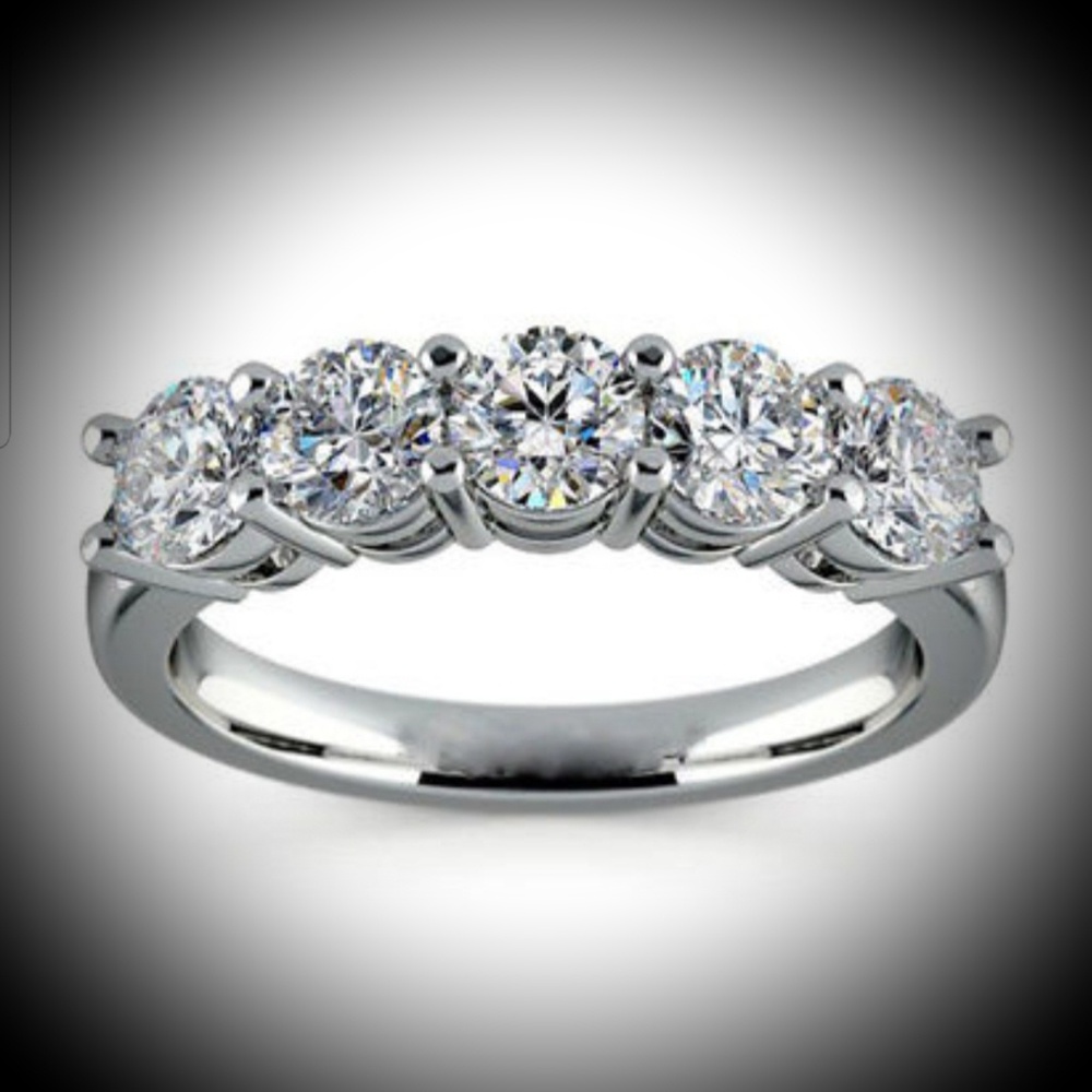 White Topaz 5 Stone Ring